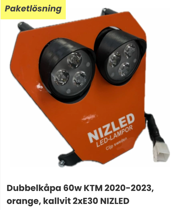 Dubbelkåpa 60w KTM 2020-2023, orange, kallvit 2xE30 NIZLED